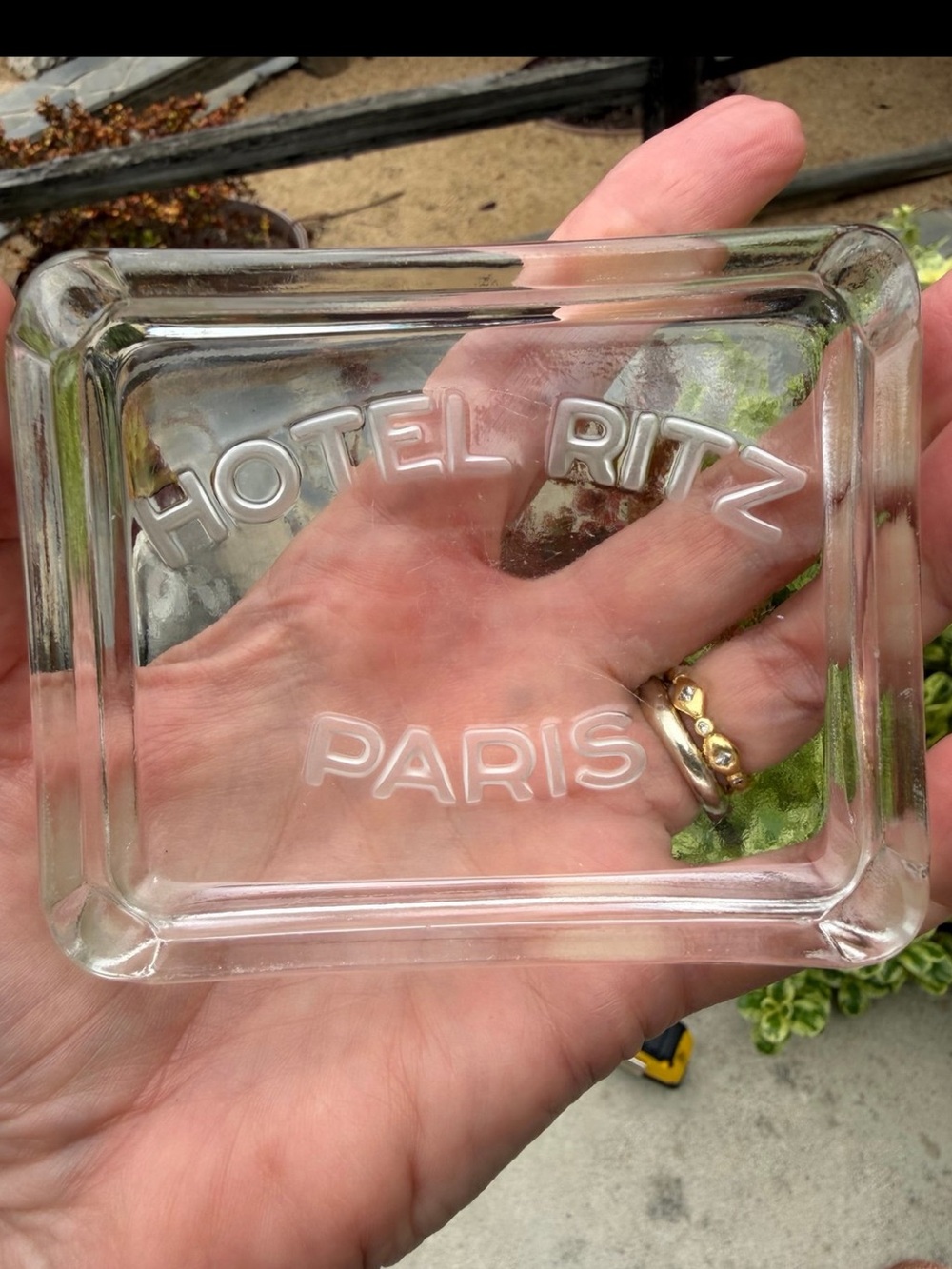 Rare Vintage 1930s Hotel Ritz Paris Glass Ashtray Art Deco Catchall Trinket Tray